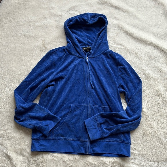 Juicy Couture Vintage Y2K Navy Terry Cloth Zip Hoodie Size XL - Picture 1 of 9